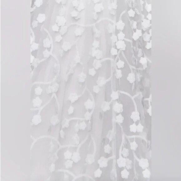 NWT BHLDN Strapless 3D Floral Vine Fit & Flare Midi Wedding Bridal White Dress 1 - Picture 4 of 7